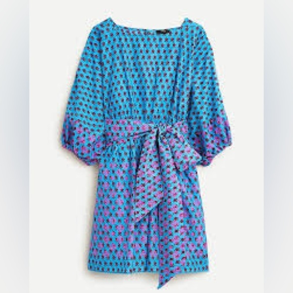 J. Crew Dresses & Skirts - J. CREW Dolman-sleeve mini dress in layered block print Monaco Blue Iris